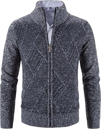 VtuAOL Mens Cardigan Sweaters Casual Full Zip Sweaters Knitted Cardigan with Pockets