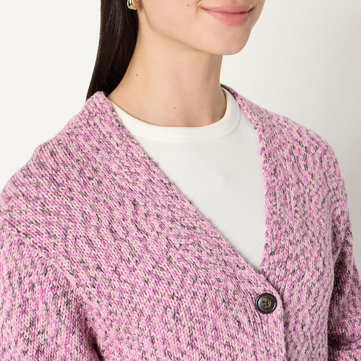 Amazon Essentials Women's Oversized-Fit Multi-Color Heavyweight Button-Up Cardigan