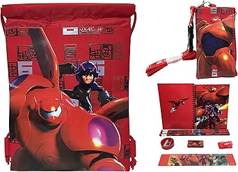 Amazon Com Disney Big Hero 6 Baymax Drawstring Stationary I D Holder Wallet Gift Set Red Sports Outdoors