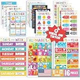 Hadley Designs 16 Educational Posters for Classroom Decor - Colorful Educational Posters for Toddlers 1-3, Toddler Learning Poster for Kids Ages 3-5, Kindergarten & Preschool Classroom Must Haves