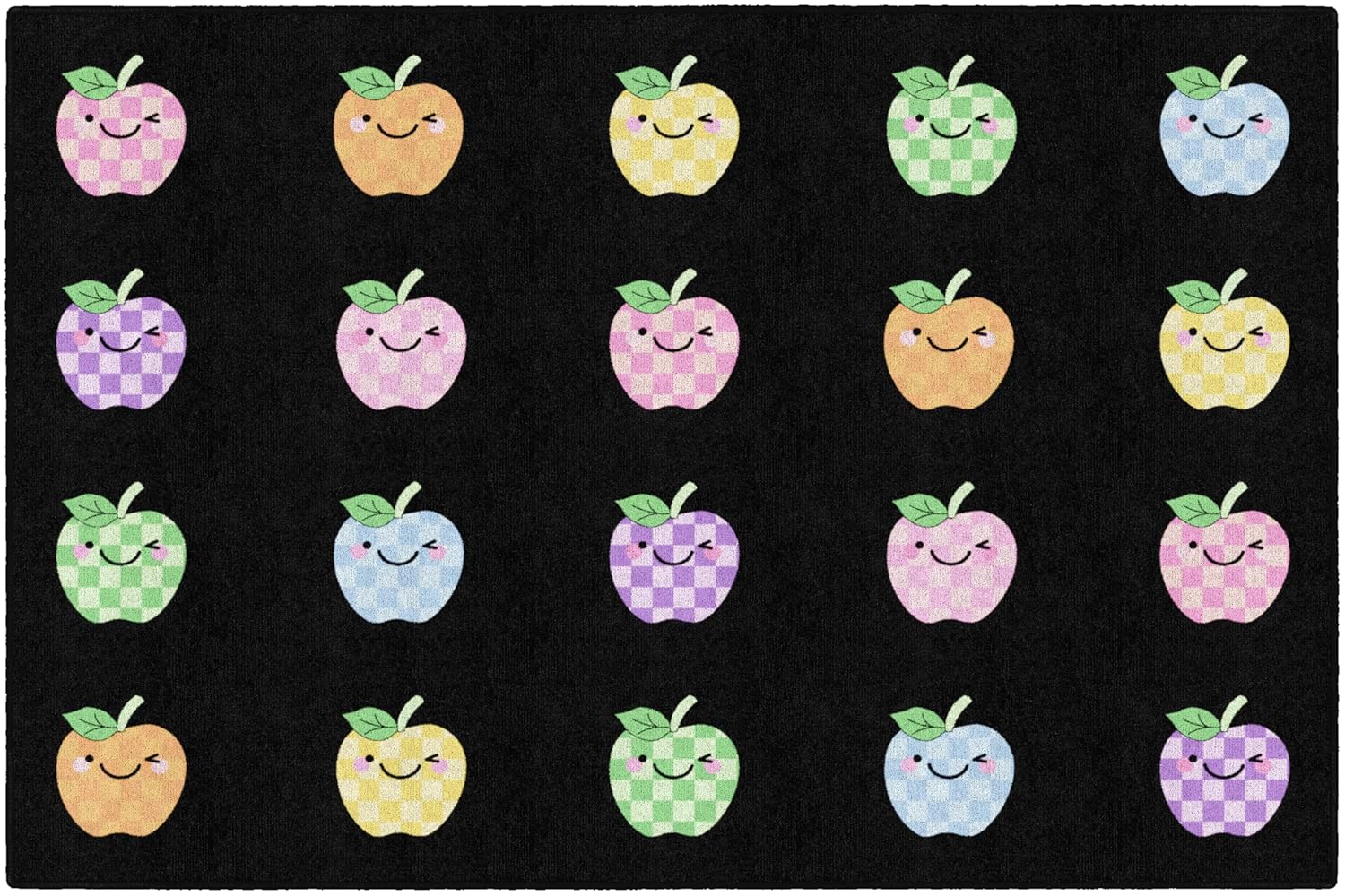Flagship Carpets Apple Sit Spots Children's Classroom Décor Area Rug for Schools, Durable and Fun for Learning Centers, Daycares and Preschools, 5' X 7'6"