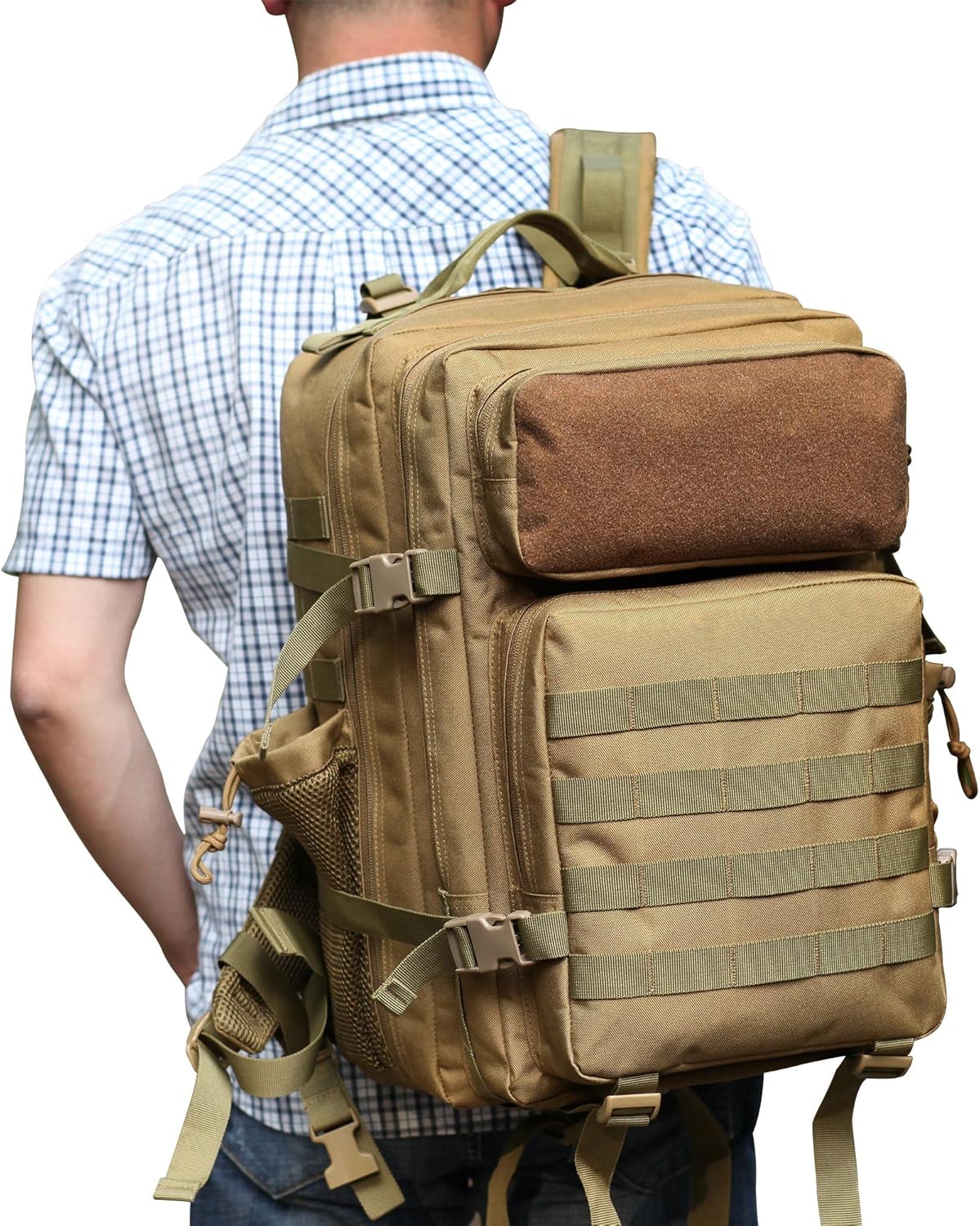 Military Tactical Backpacks For Men Molle Daypack 45L 3 Days Assault Pack Bag Large Rucksack with Molle System Bag Khaki
