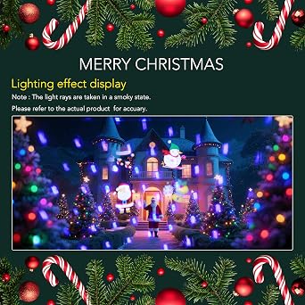 Miralin Christmas LED Projector Light – Santa & Snowman Holiday Decoration with Remote, Auto/Voice Modes, Red Green Blue Effects, Indoor/Outdoor Festive Lighting, Easy Setup & Giftable [Energy Class A+++]