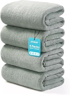 JOYMOOP Microfiber Bath Towels 4 Packs Extra Large 30" x 60", Green