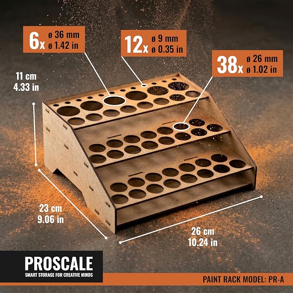 PROSCALE Paint Station Stand Painting Model Wooden Storage Holder Brushes Warhammer Pot Holder Paints Army Painter Brush Holder Vallejo Paint-Station (Holder A) - 2
