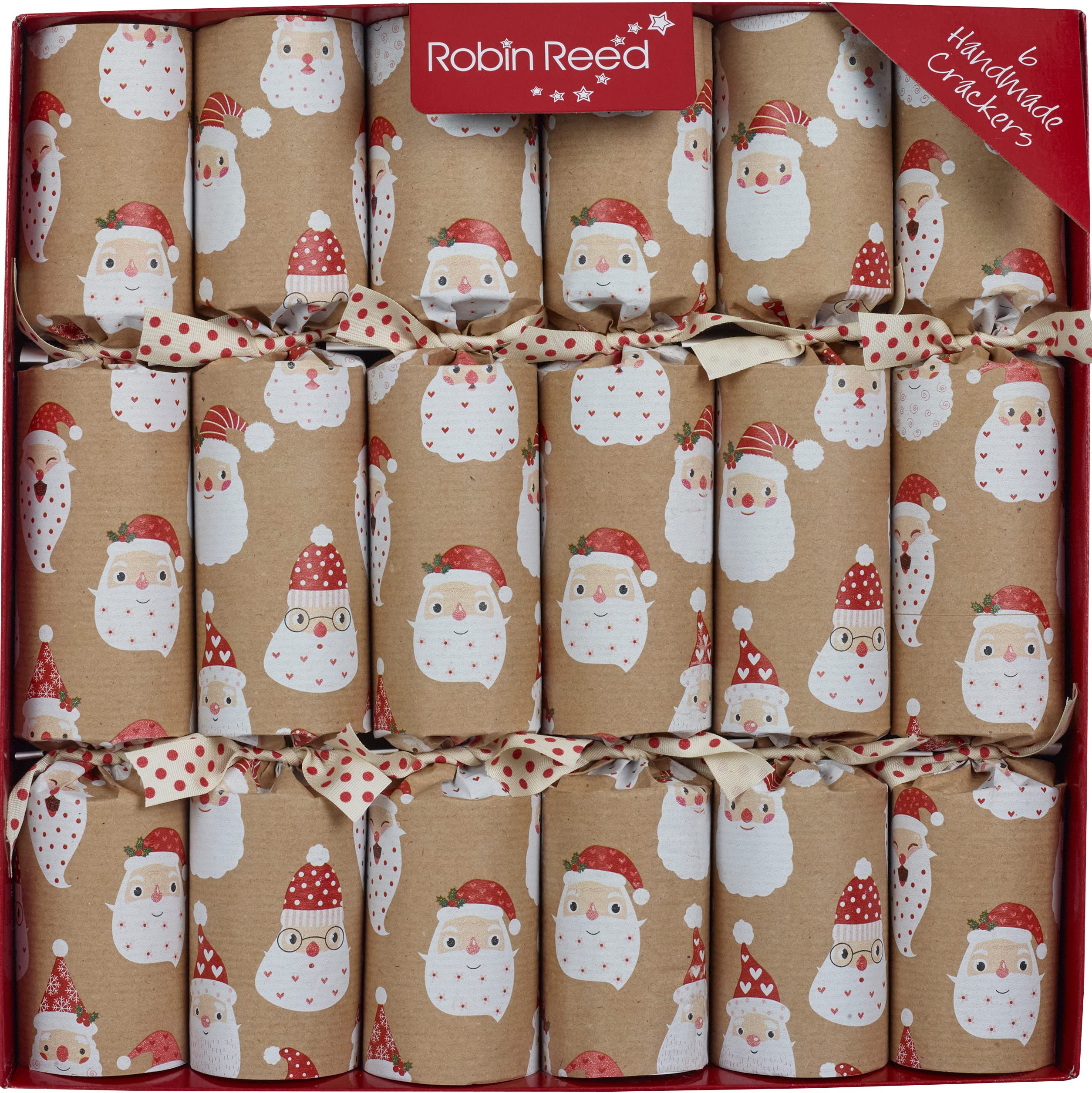 Robin Reed Kraft 6 X 12 Inch (30Cm) Handmade Christmas Crackers - Santa - 62134