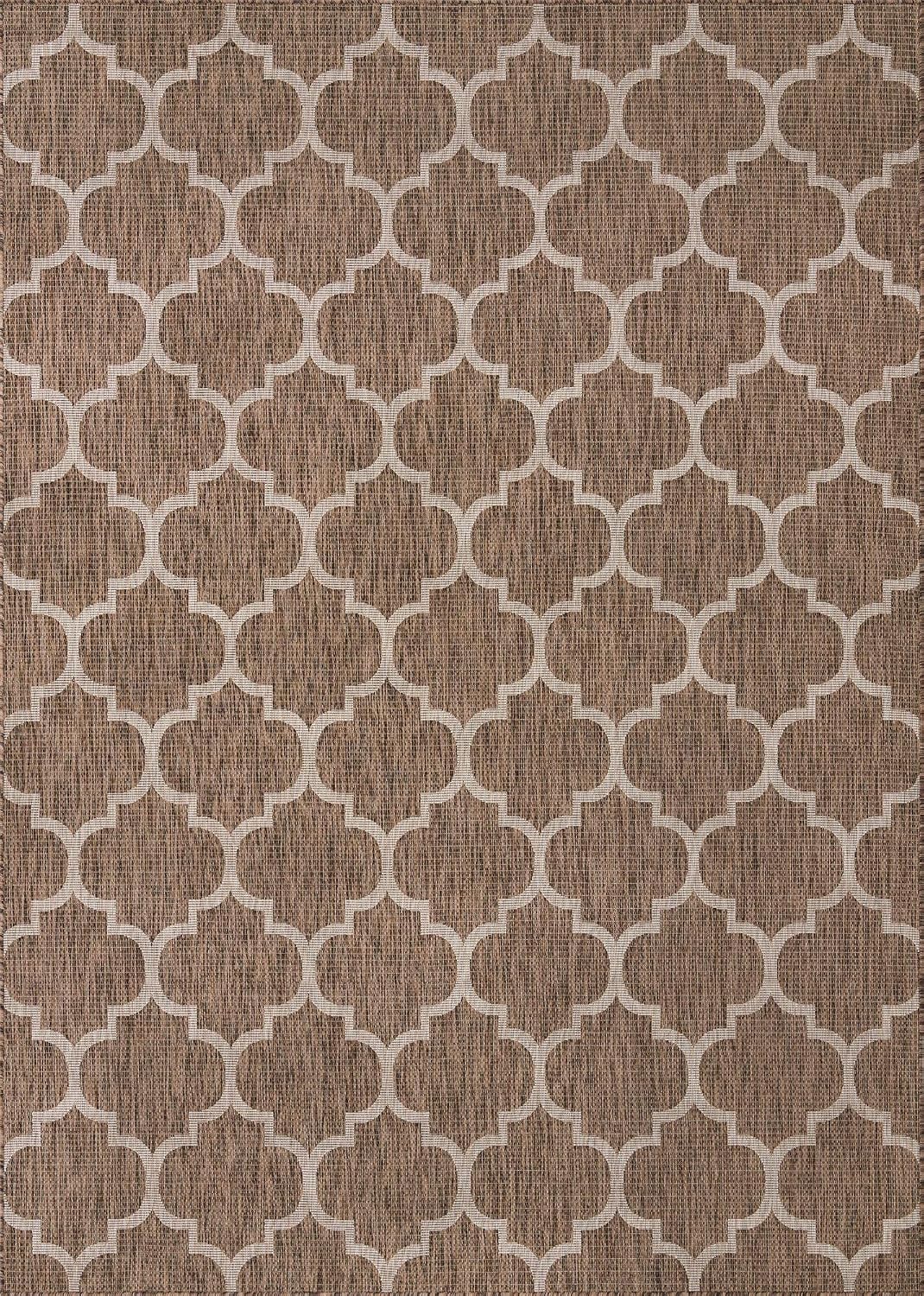 Unique Loom Outdoor Trellis Collection Area Rug (8' x 11' 4" Rectangle, Brown/ Ivory)