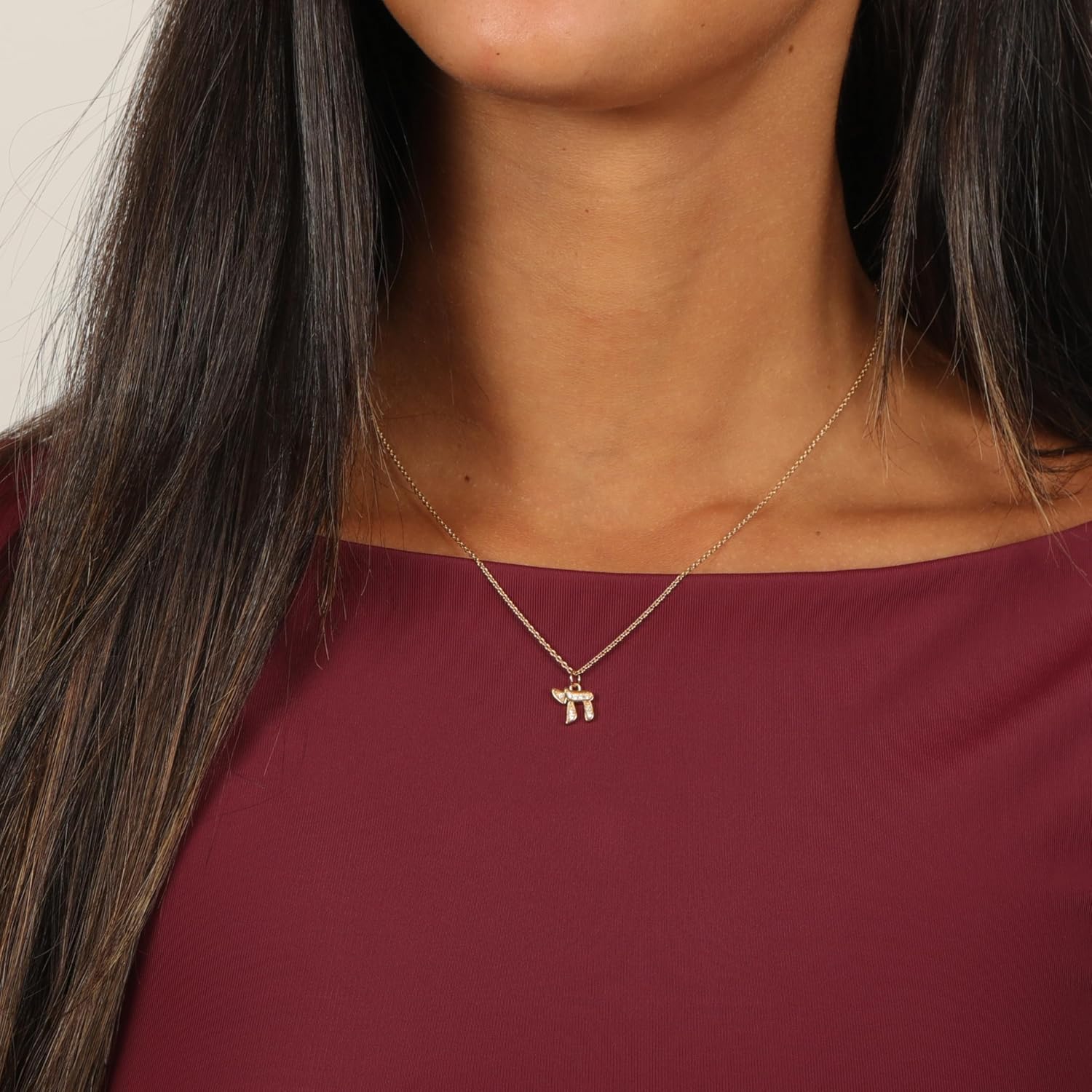 Lavari Jewelers 3/4 Carat Lab Grown Diamond Chai Pendant for Women I 18k Yellow Gold Plated 925 Sterling Silver Necklace for Her I 16 to 18 Inch Adjustable Cable Chain with Lobster Claw Clasp