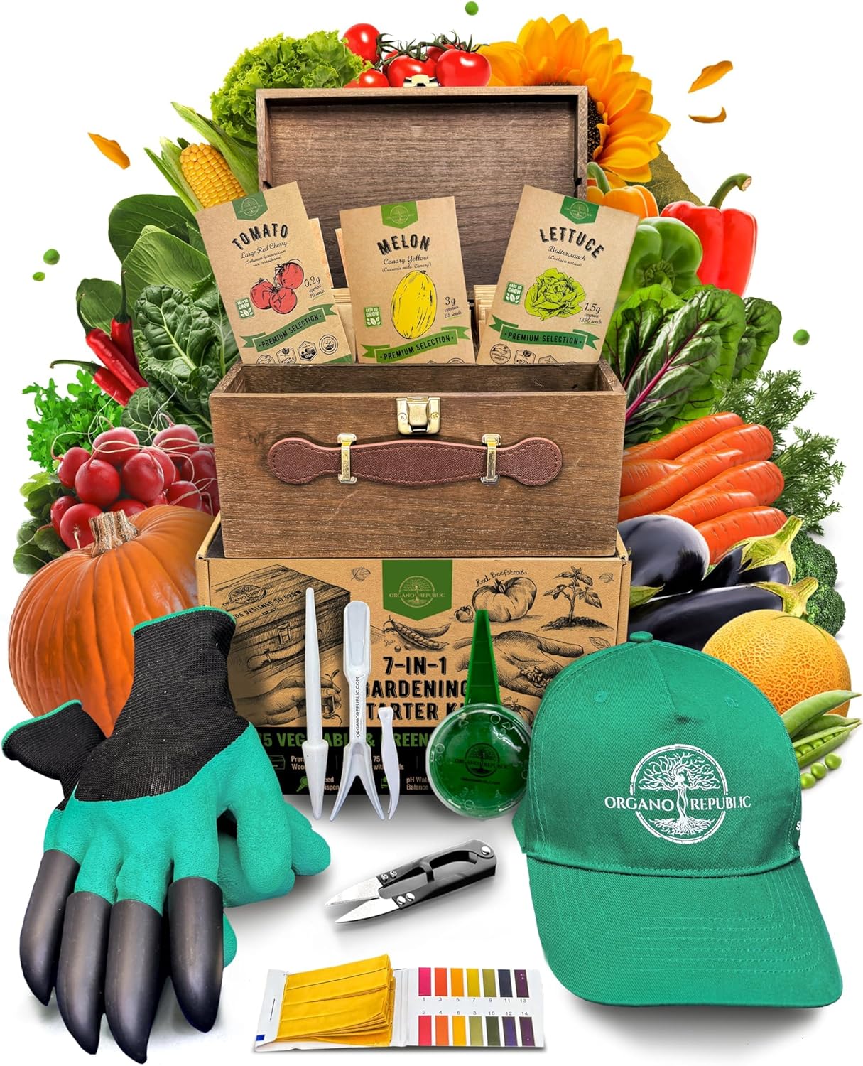 75 Vegetable & Greens Seeds Variety Pack, Garden Seed Starter Kit - Over 44,700 Non-GMO Heirloom Seeds for Planting Vegetables and Greens, Seed Box with Gardening Supplies, Gardening Gifts