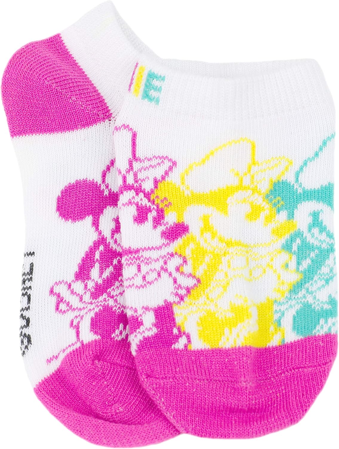 Disney Girl's Minnie Mouse 5 Pack No Show Socks, Small, White/Teal
