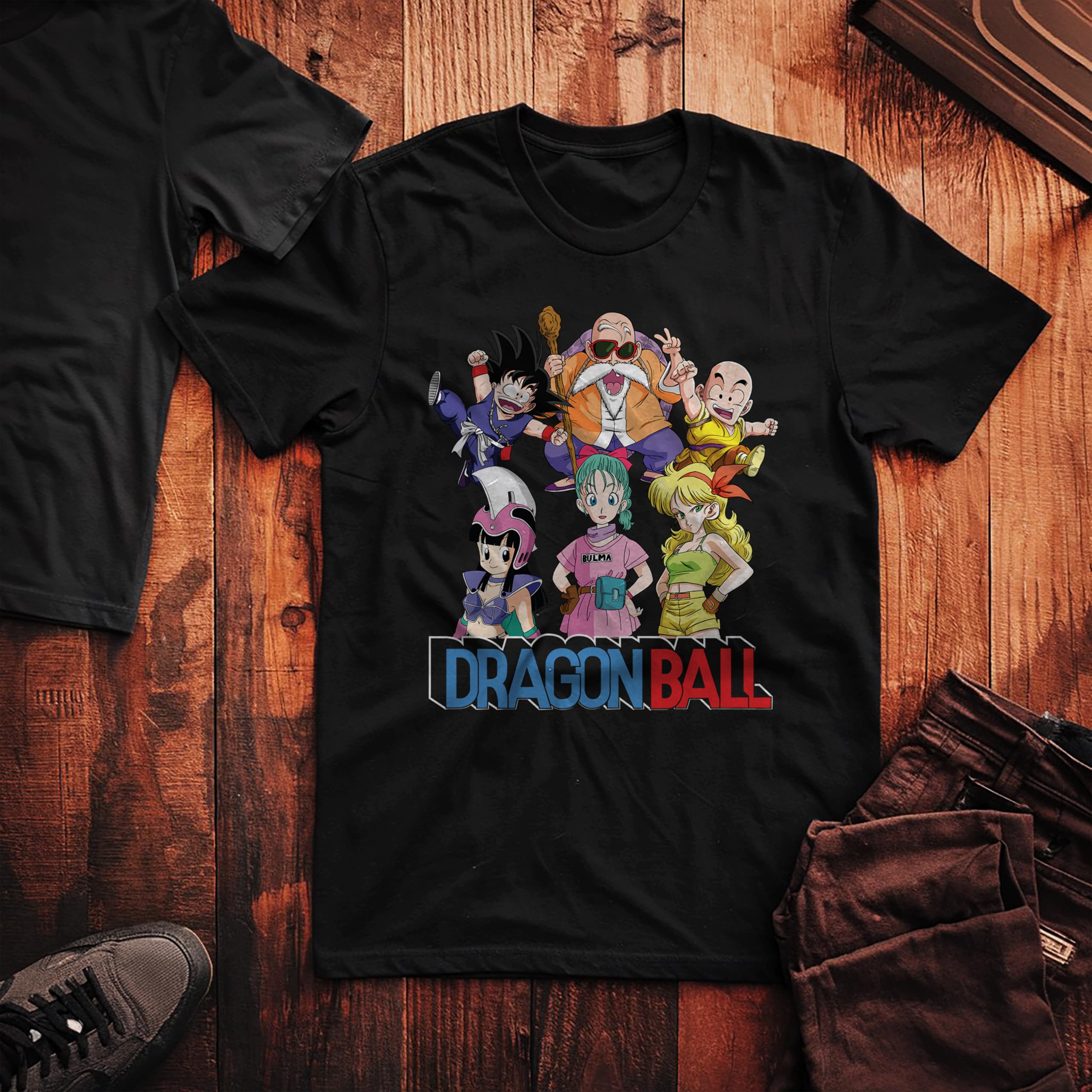 Dragon Ball Goku, Krillin, Bulma, Chichi, Kamesennin Black Short Sleeve T-Shirt T-Shirt Unisex Adulto (Pack de 1)