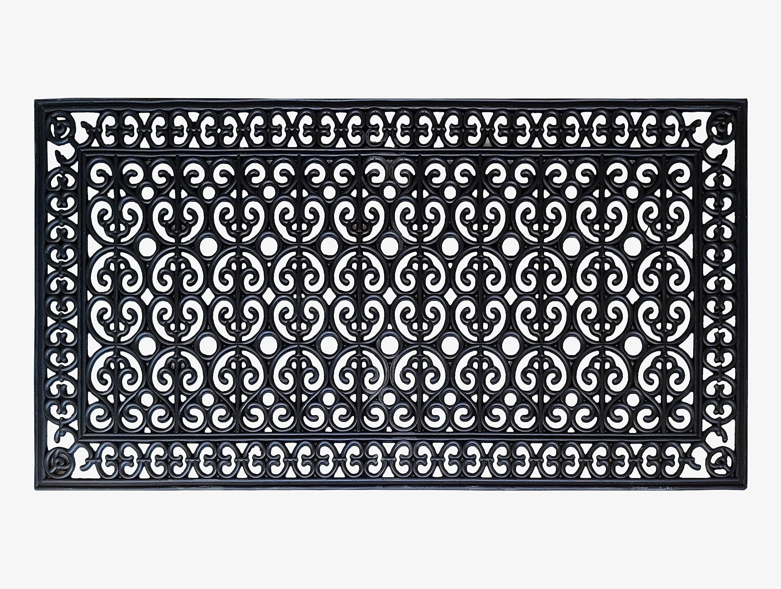 Kempf Rubber Scroll Doormat Rectangular, Wrought Iron