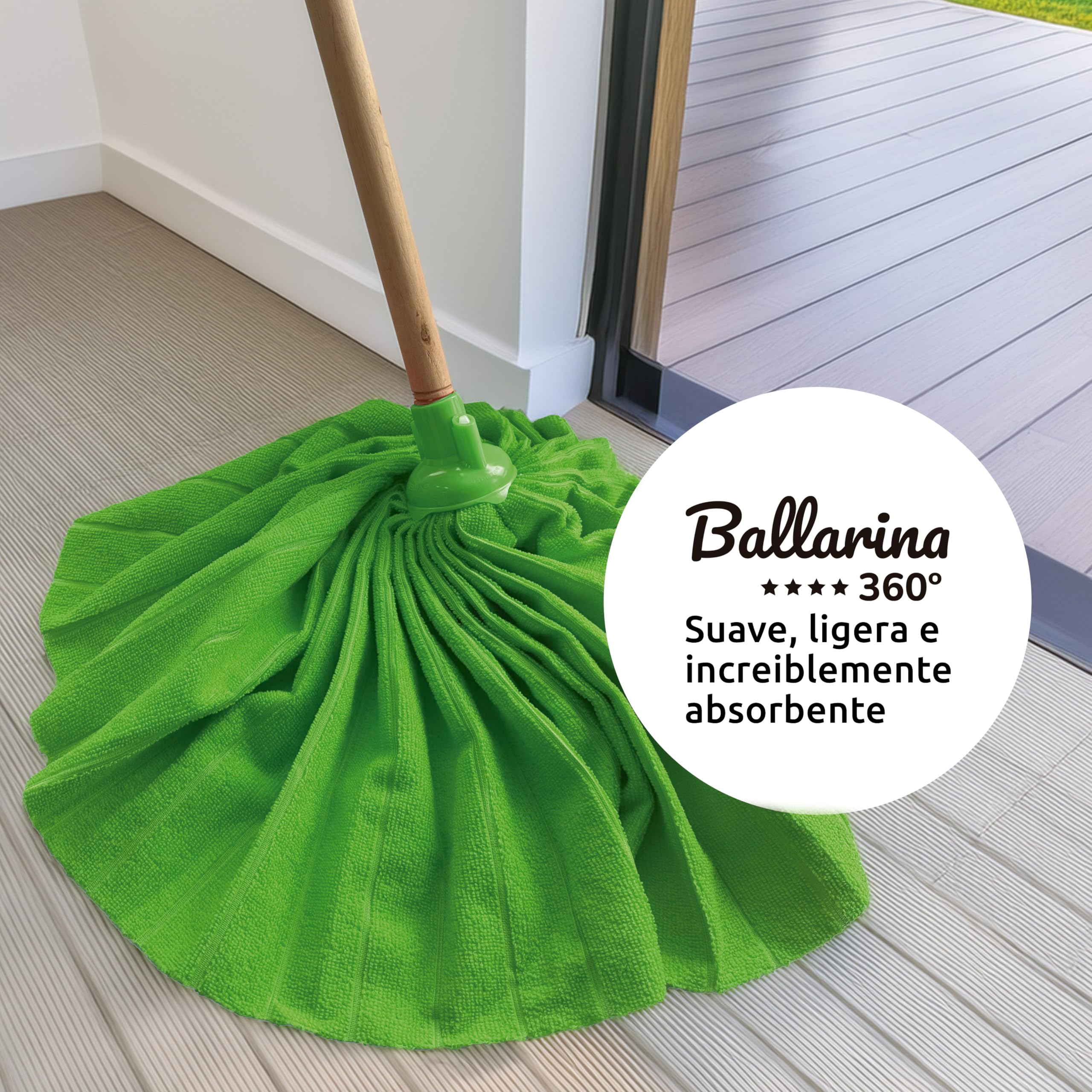 Pamex - Fregona Microfibra Ballarina 360º en Tres Colores Azul, Rojo, Verde Fregona Superabsorbente - Caja de 24 Unidades