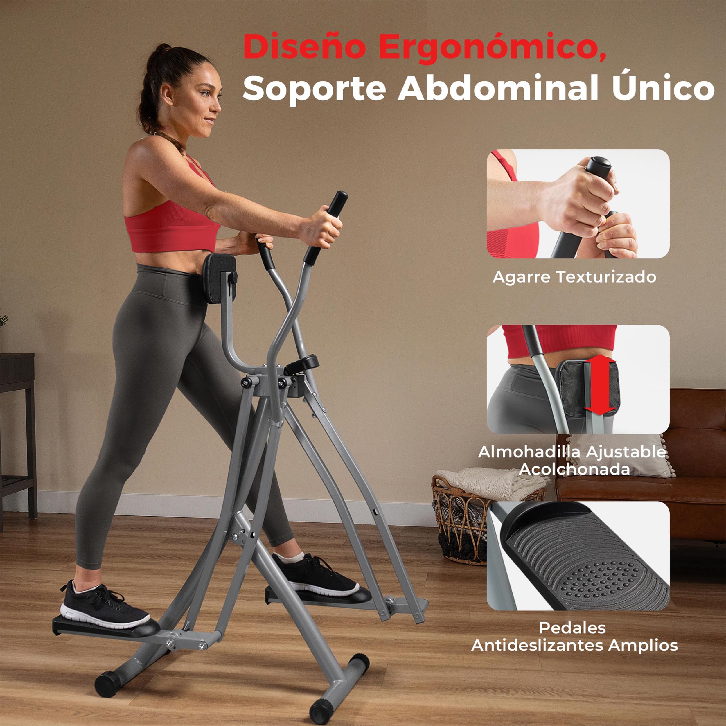 Sunny Health & Fitness Entrenador Elíptico Vertical 2 en 1 Interior, Máquina Compacta de Entrenamiento de Cuerpo Completo, Cross-Training en Casa para Brazos y Piernas, App SunnyFit Gratuita Opcional