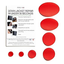 Self-Adhesive Waterproof Repair Patch Kit - 30-Second Fix for Down Jackets, Tents, Sleeping Bags, Backpacks, Outdoor and Camping Gear - Pre-Cut Nylon, Multiple Colors (Red)