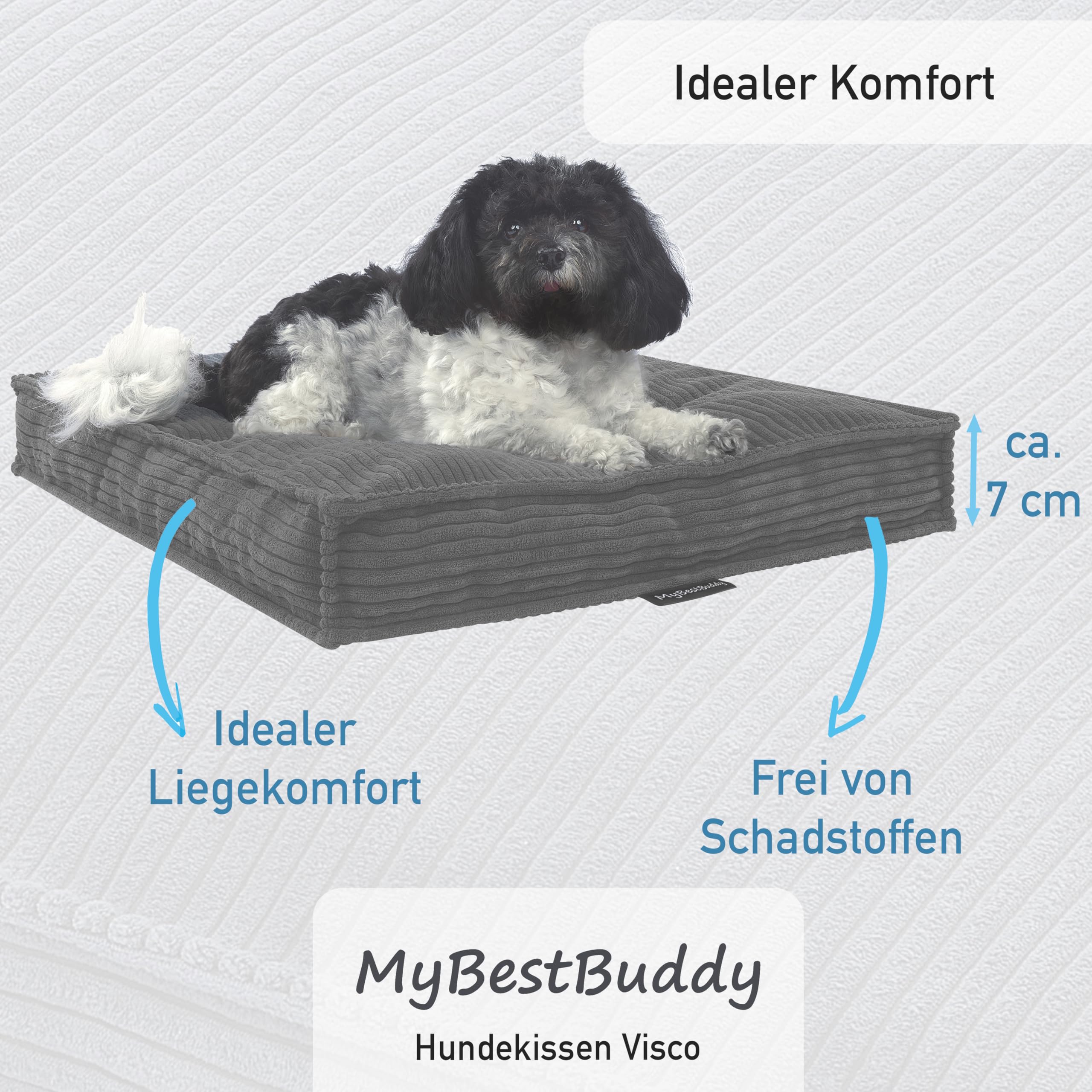 MyBestBuddy POSO L Visco Hondenkussen 80 x 60 cm met vulling van viscoseschuim, wasbaar op 40 °C met pluizige hoes voor middelgrote honden, 80 x 60 MyBestBuddy POSO L Visco Hondenkussen 80 x 60 cm met vulling van viscoseschuim, wasbaar op 40 °C met pluizige hoes voor middelgrote honden, 80 x 60