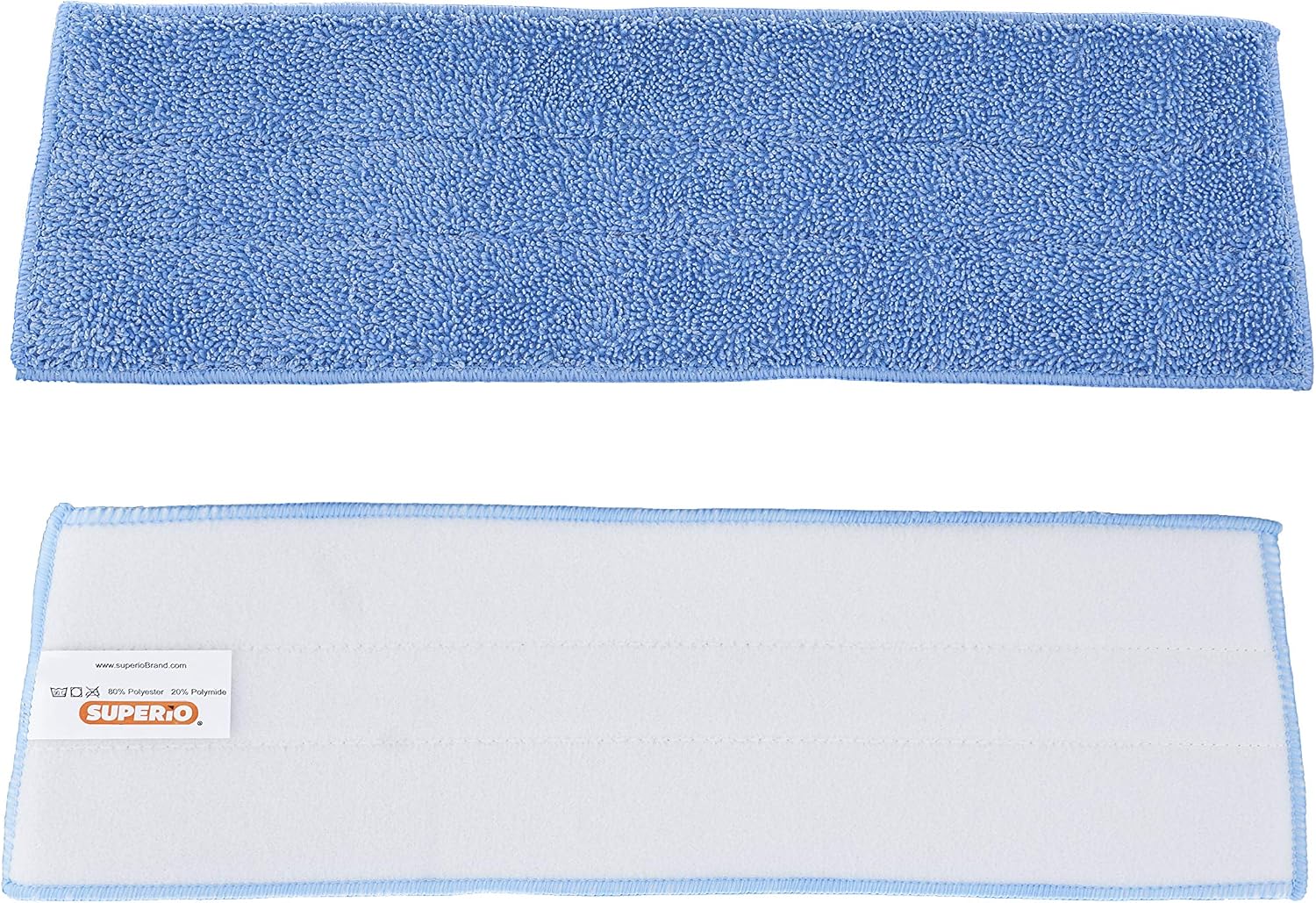Superio Microfiber Mop Replacement Head, 16 inch Damp Mop Pad Refill for Miracle Mop Dusting and Spray Mop, attaches to Velcro mop(2 Pack)