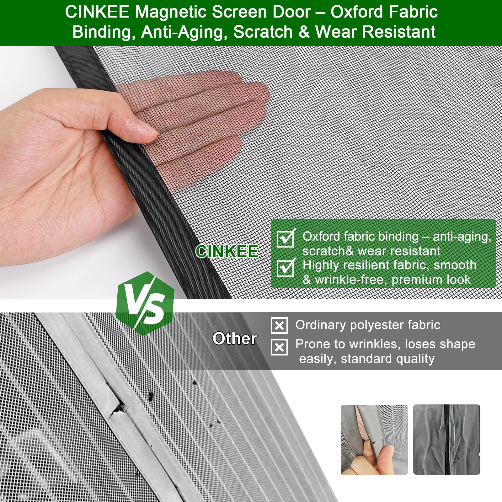 Visita la tienda de Cinkee ENGROSAR Cortina Mosquitera Magnetica para Puerta Exterior de Balcón/Patio, 90x210CM, Se Cierra Automáticamente, Fácil Instalación sin Taladrar (Negro) in use