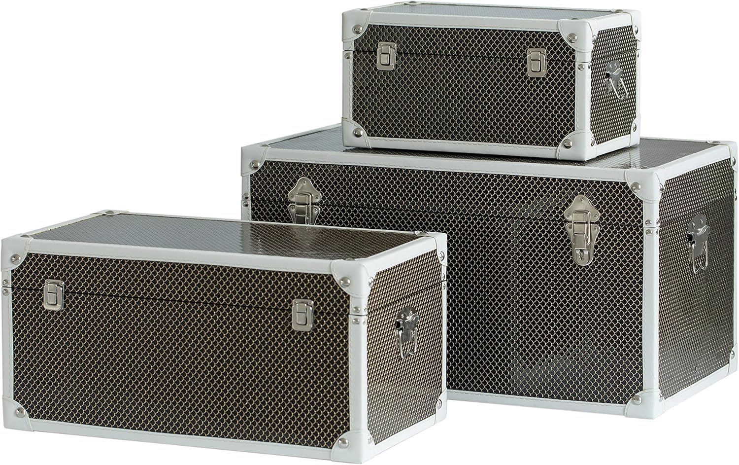 Vintiquewise Faux Leather Storage Trunk Set of 3