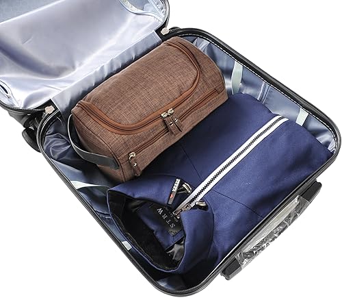 Miniatura 6 de Vercord Neceser para hombre para lavado de viaje, pequeño, kit de afeitado, ducha, baño, bolsa de higiene, Café esmerilado
