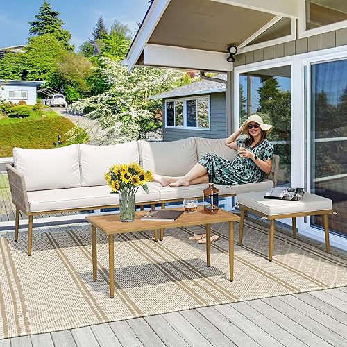 Miniatura 2 de YITAHOME Juego de muebles de exterior de 3 piezas, juego de bistró textil para todo tipo de clima con almohadas, juego de conversación de patio