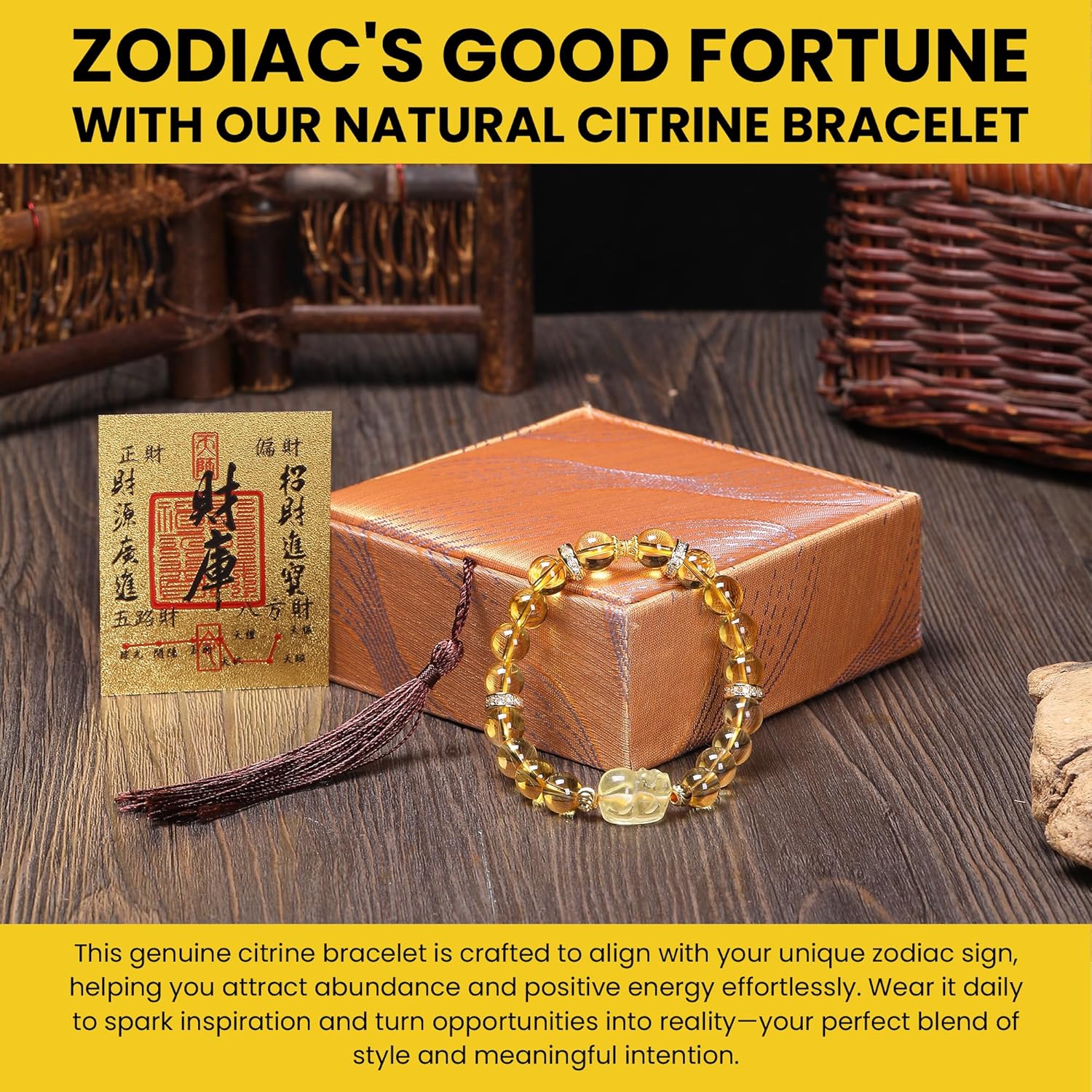Feng Shui Bracelet,Good Luck Money Bracelet with Natural Citrine & Pixiu Guardian - Zodiac Birthstone Crystal String to Attract Wealth & Positive Energy, Lucky Charm Money Bracelet for Women & Men - Image 9