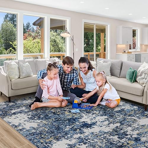 Miniatura 17 de Alfombra de área para sala de estar: alfombra lavable de 5 x 7 con respaldo antideslizante, no desprende pelo, resistente a las manchas, plegable