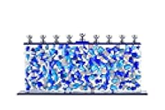 Blue & White Confetti Glass Chanukah Menorah - Handcrafted Painted Glass - Fits Standard Candles