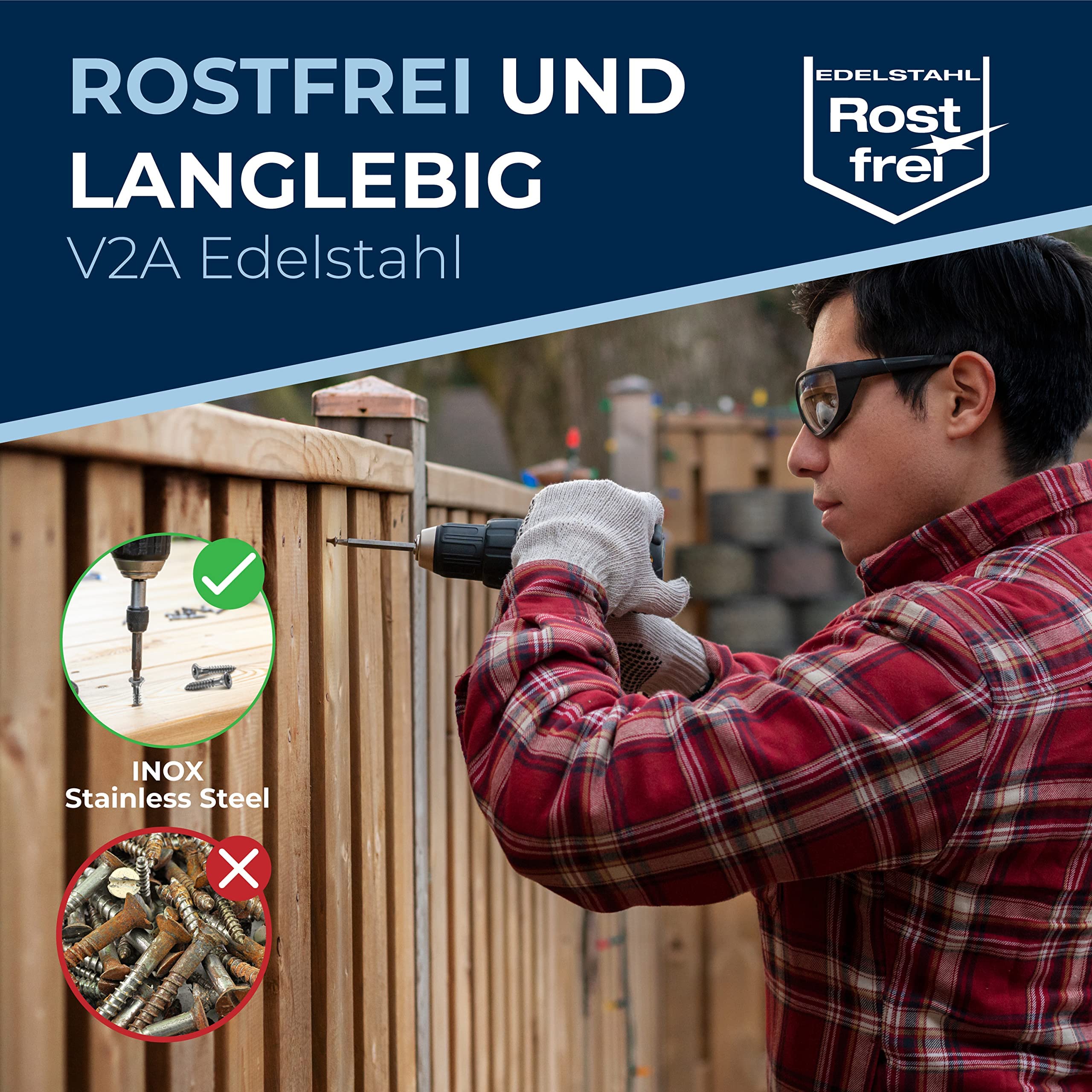 Schrauben Torx Edelstahlschrauben 4x80 Edelstahl V2A rostfrei Spanplattenschrauben für Holz Teilgewinde 4mm stark 80mm lang 800 Stück Holzschrauben Holz A2