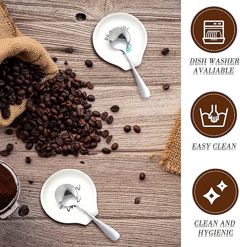 Miniatura 3 de Honeydak 4 piezas de soporte para cucharas de café y cucharadita pequeña de cerámica para decoración de estación, estufa, encimera, accesorios de