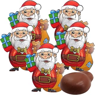 Needzo Milk Chocolate Santa Claus Individually Wrapped Christmas Candy Stocking Stuffer Holiday Gifts, Pack of 5