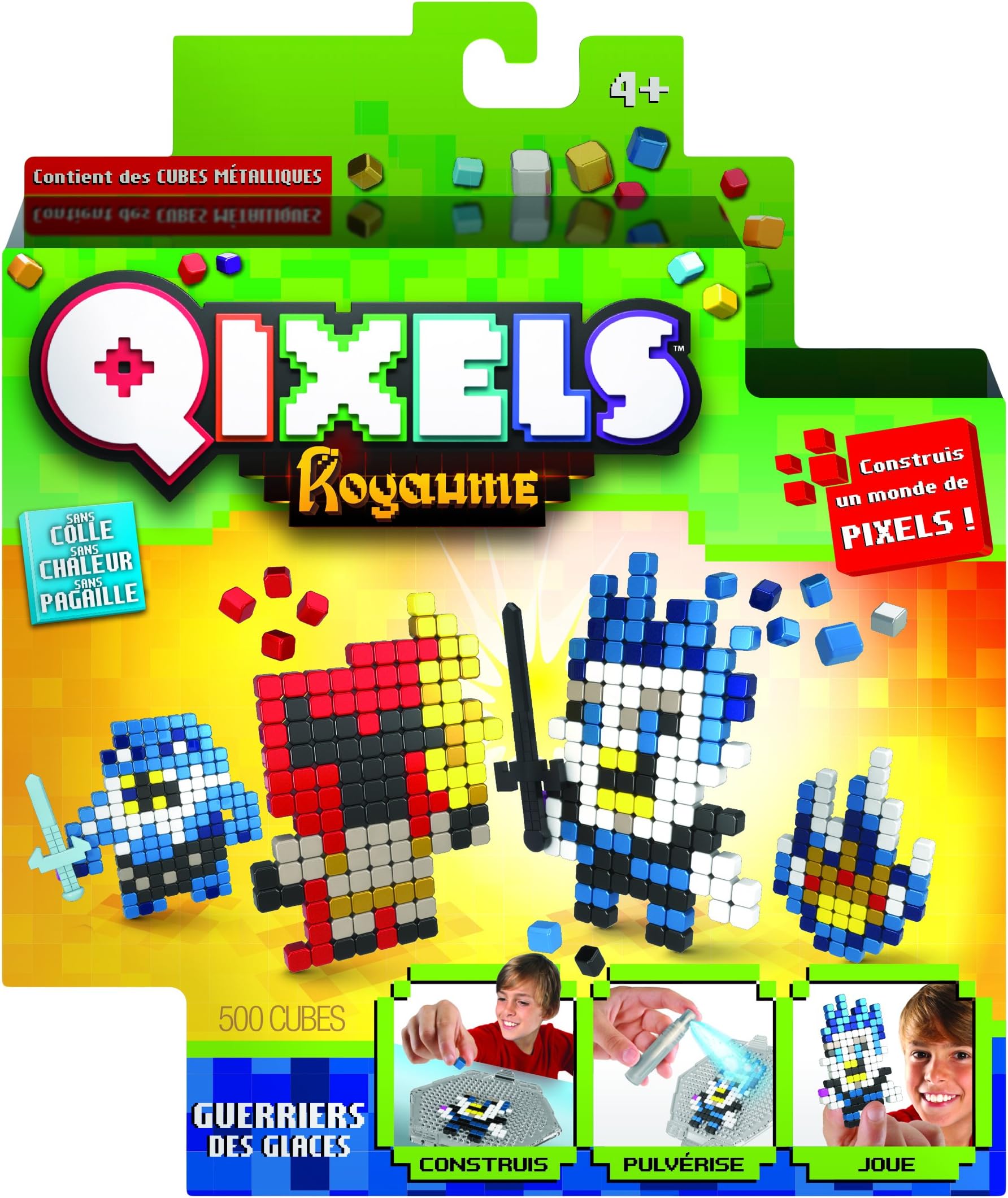 Asmokids Qixels Ringaume โ Mini Kit 4 Creations โ Ice Warrior Theme Crafts โ Boys Game