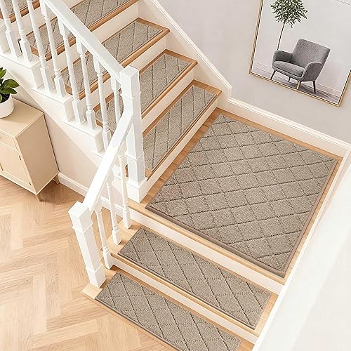 Vista 183 de COSY HOMEER - Alfombra antideslizante de 28 x 9 pulgadas, uso interior en peldaños de madera, alfombras para niños y perros, 100 % poliéster, base