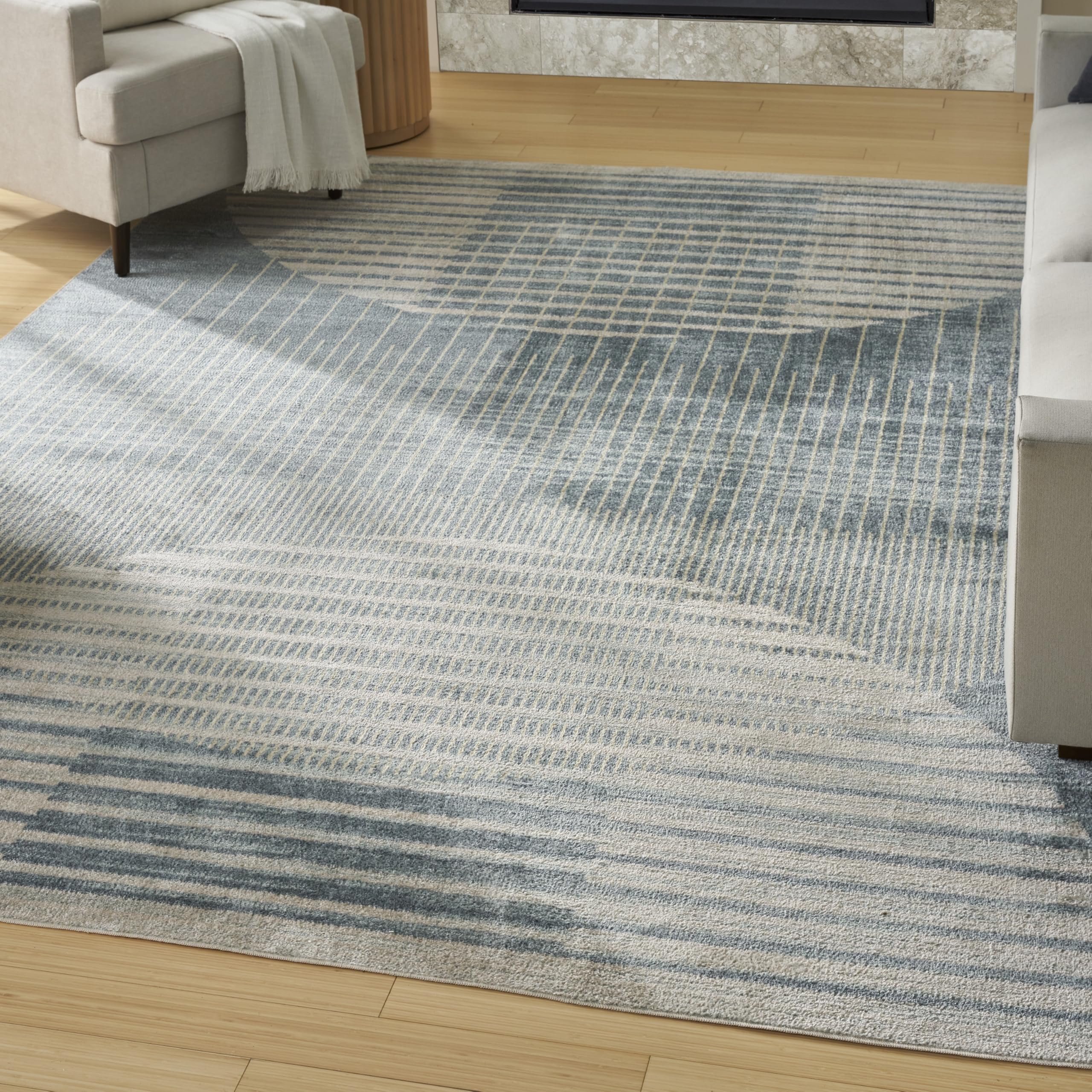nourison home astra machine washable blue 7'10" x 10' area rug - easy clean, non shedding, bed room, living room, dining room, kitchen (8' x 10')