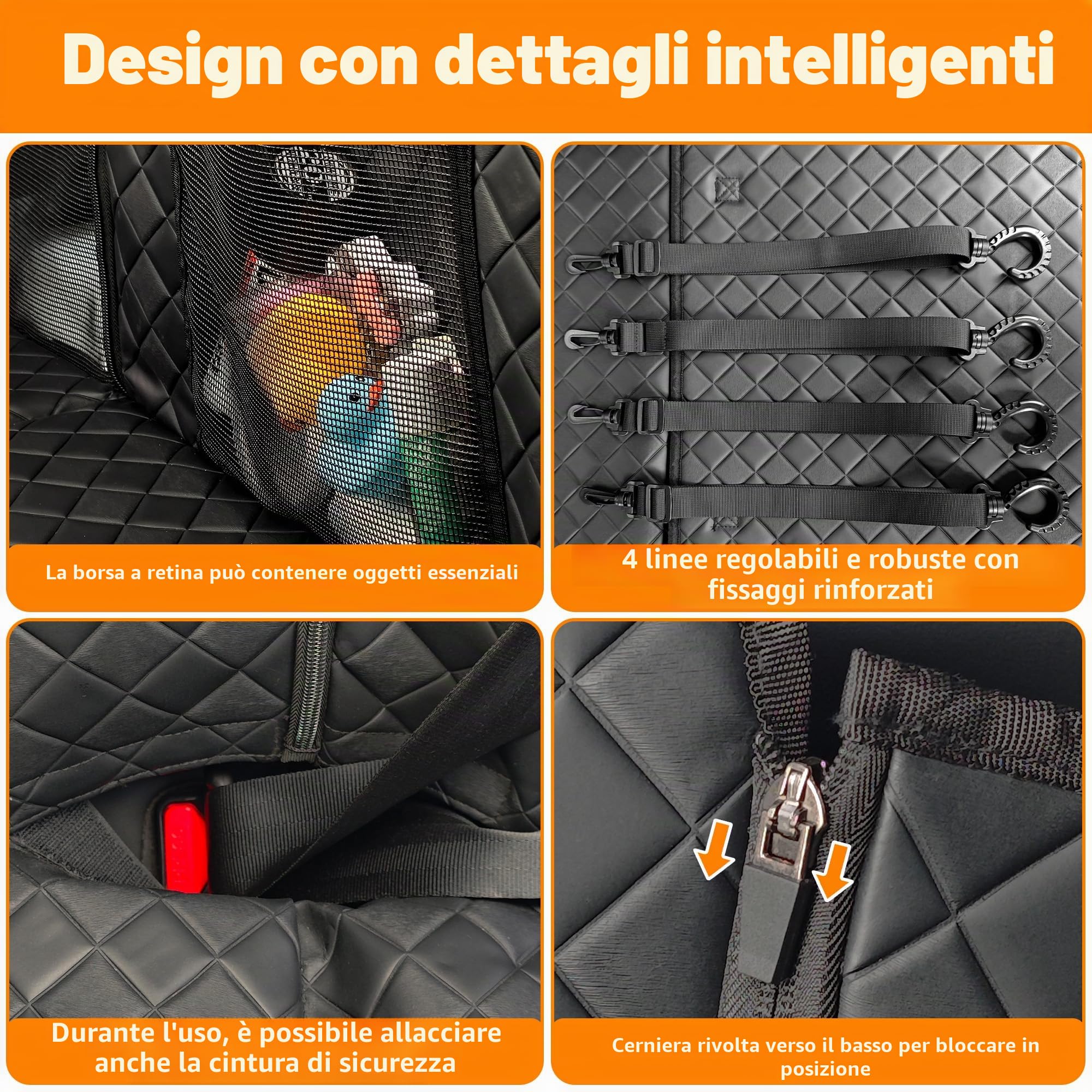 EULANT Coprisedile Auto per Cani con Fondo Rigidi, Robusto Estensore Sedile Posteriore, Divisorio per SUV MPV, Antigraffio e Impermeabile, Carico 200kg