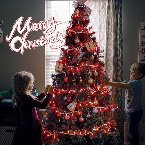 Miniatura 5 de hopolon Paquete de 2 50 luces rojas de Navidad con cable blanco, cadena de luces de 13 pies para el día de San Valentín, árbol de Navidad, fiesta de