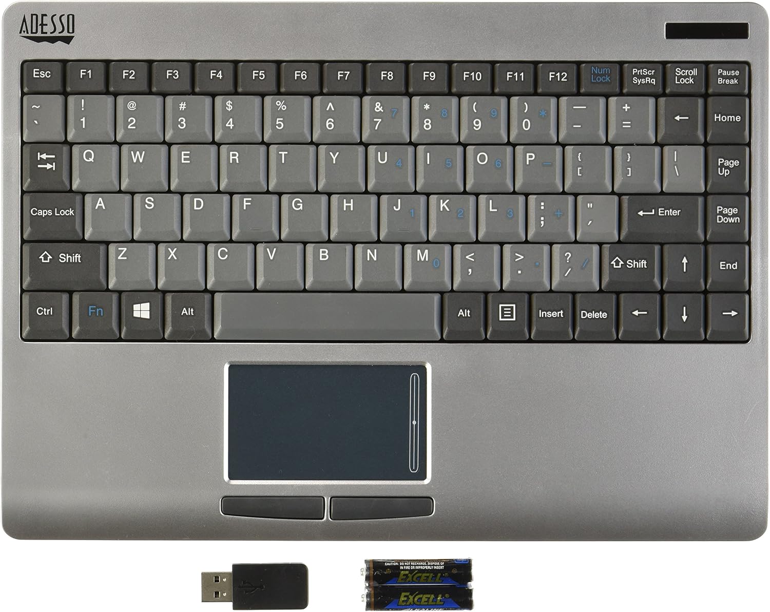 Adesso WKB-4000US - 2.4 GHz RF Wireless SlimTouch Mini Keyboard with Touchpad