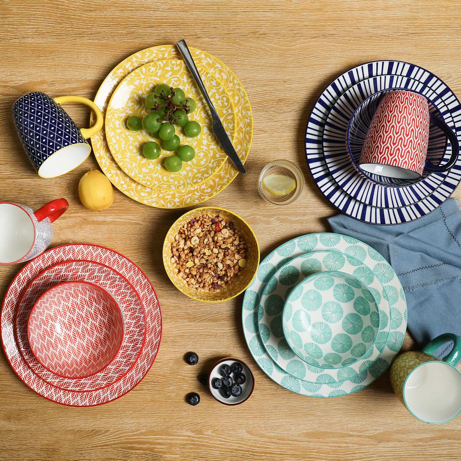 Snapklik.com : Ceramic Dinnerware Sets For 4, 16 Pieces Plates And ...