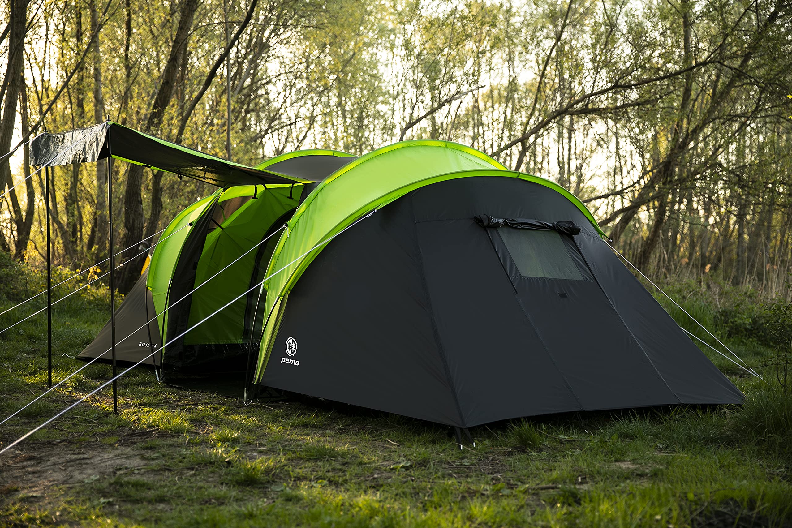 peme Tenda a Tunnel Bojan 4, Tenda da Campeggio per 4 Persone, 4000mm Impermeabile, Tenda Familiare, Trekking, Campeggio e Escursionismo, Tenda da Festival con Veranda e Tettoia, 3 Ingressi