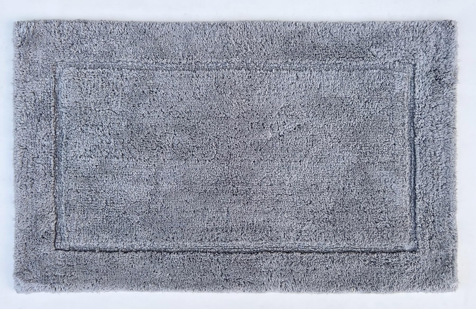 KEMABath Mat for Bathroom, Tub, 17 x 24 inches 100% Cotton, Non- Slip, Absorbent, Bathmat for Bathroom Floor Runner Rug for Bath Tub, Shower, Washable, Silver