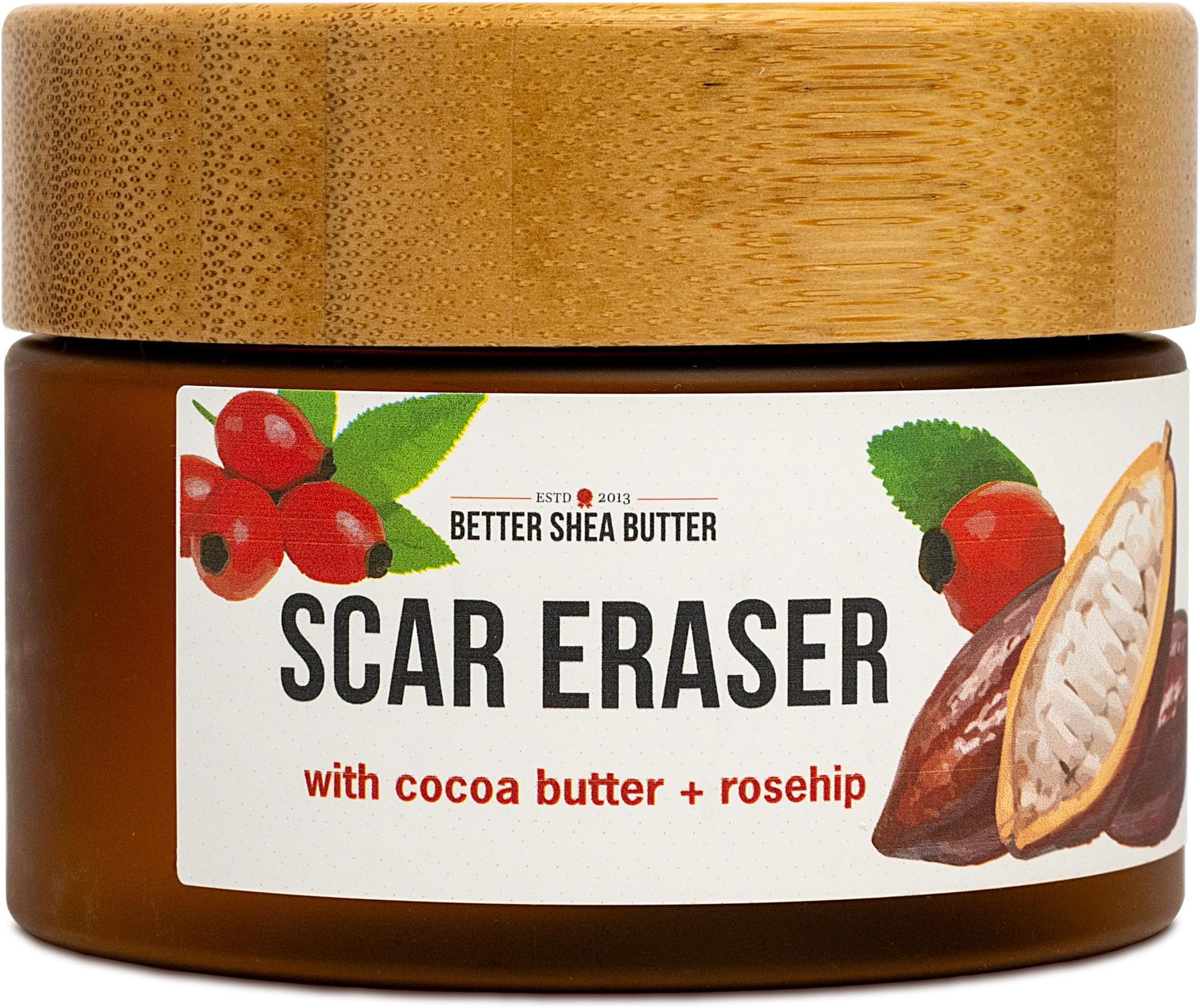 Scar Eraser Balm - Cocoa Butter Cream for Stretch Marks and Dark Spots, Burns, Old Scars - Acne Scars - Designed w Zero Synthetic Ingredients, 4 oz