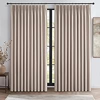 Vista 50 de Cortinas opacas térmicas 100% de 84 pulgadas de longitud, juego de 2 paneles para dormitorio, cortinas de ventana de lino con pinzas plegadas