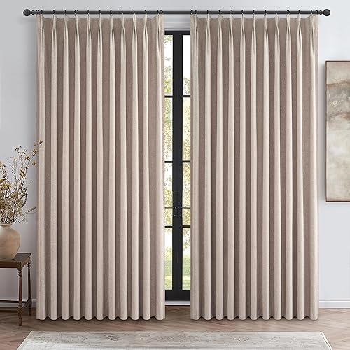 Miniatura 50 de Cortinas opacas térmicas 100% de 84 pulgadas de longitud, juego de 2 paneles para dormitorio, cortinas de ventana de lino con pinzas plegadas con