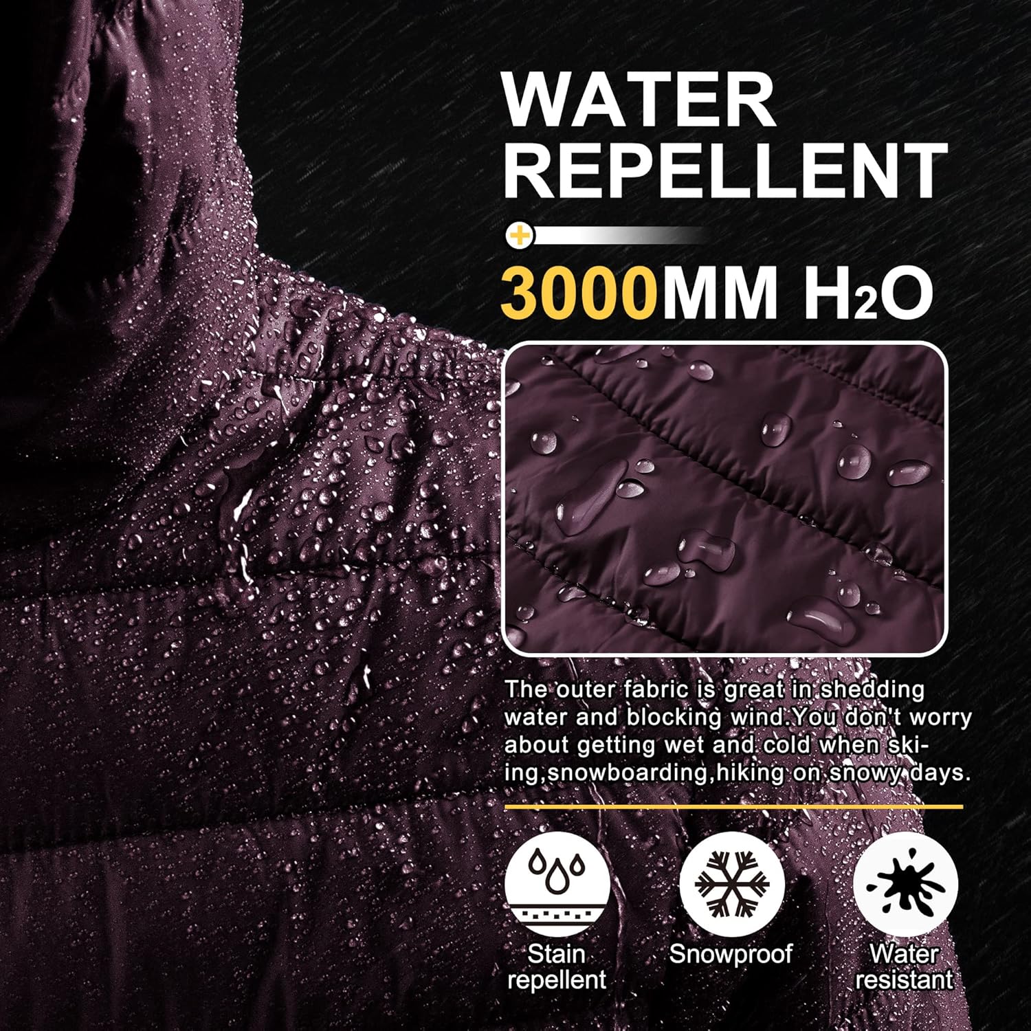 Outdoor Ventures Men's Lightweight Packable Hooded Puffer Jacket Insulated Winter Coat for Snow Ski Traveling - Image 4