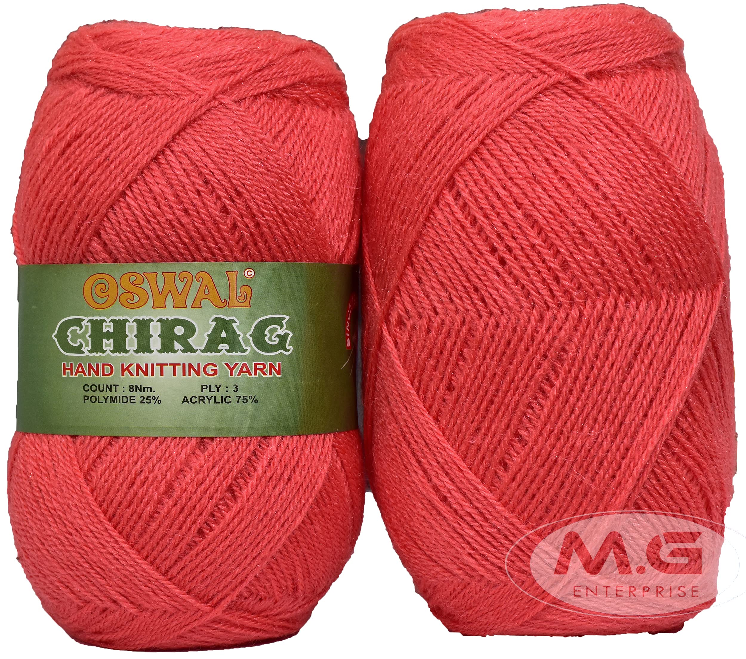 M.G ENTERPRISE Os wal Chirag Light Red (600 gm) Wool Ball Hand Knitting Wool/Art Craft Soft Fingering Crochet Hook Yarn, Needle Knitting Yarn Thread Dyed FJN