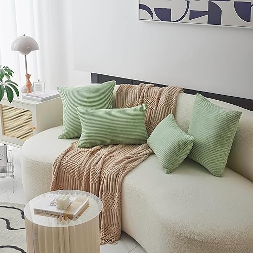 Miniatura 4 de Home Brilliant Funda de almohada de color verde salvia de 20 x 20 pulgadas, funda de almohada cuadrada de felpa de 20 x 20 pulgadas, almohadas de