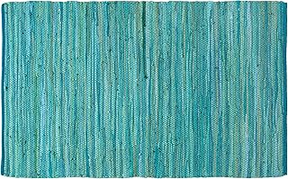 Ramanta Home 100% Cotton Hand Woven Tonal Chindi Rag Rug 3'x5' - Teal, R...