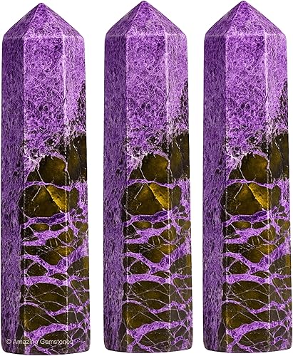 Miniatura 2 de Stichtite Crystal Points Bulk Healing Crystals and Stones - Pack of 3 Single Terminated Healing Wand Point Bulk Crystals for Crafts, Crystal Grid,