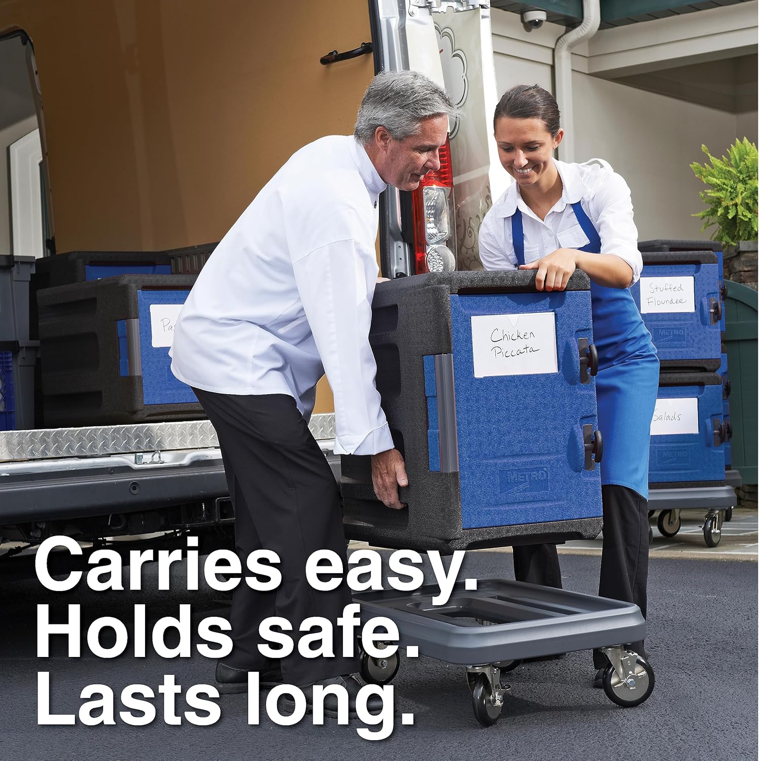 METRO Mightylite ML400-BU Front-Loading Insulated Pan Carrier - Professional-Grade Multipurpose Food Carrier and Catering Food Warmer - 60 qt or 6 Pan Capacity - Blue