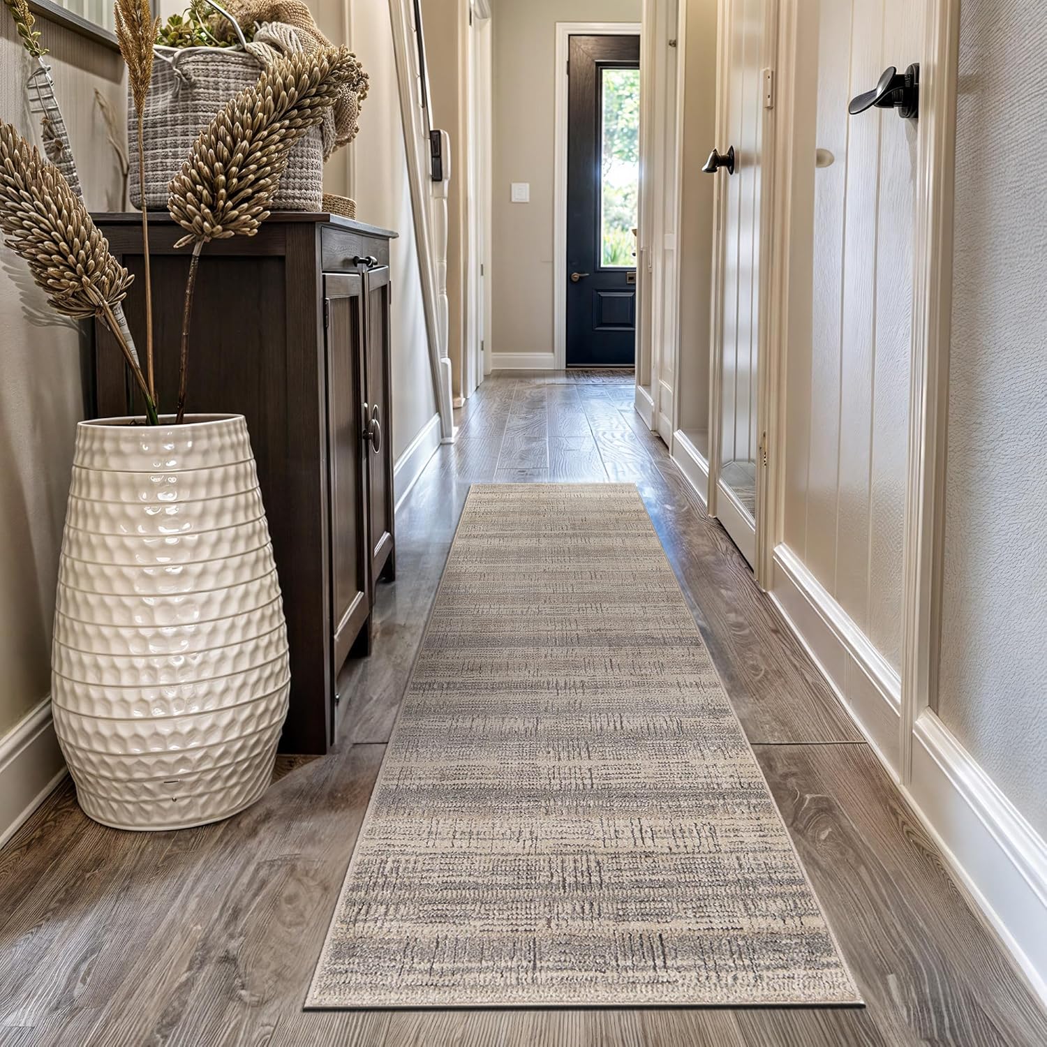 Rugshop Textured High-Low Indoor Runner Rug, Neutral Sandstone Design, Jute Backing, Hallway Entryway Kitchen Rug, Easy-Care Spot Clean, 2' 3" x 8' Beige